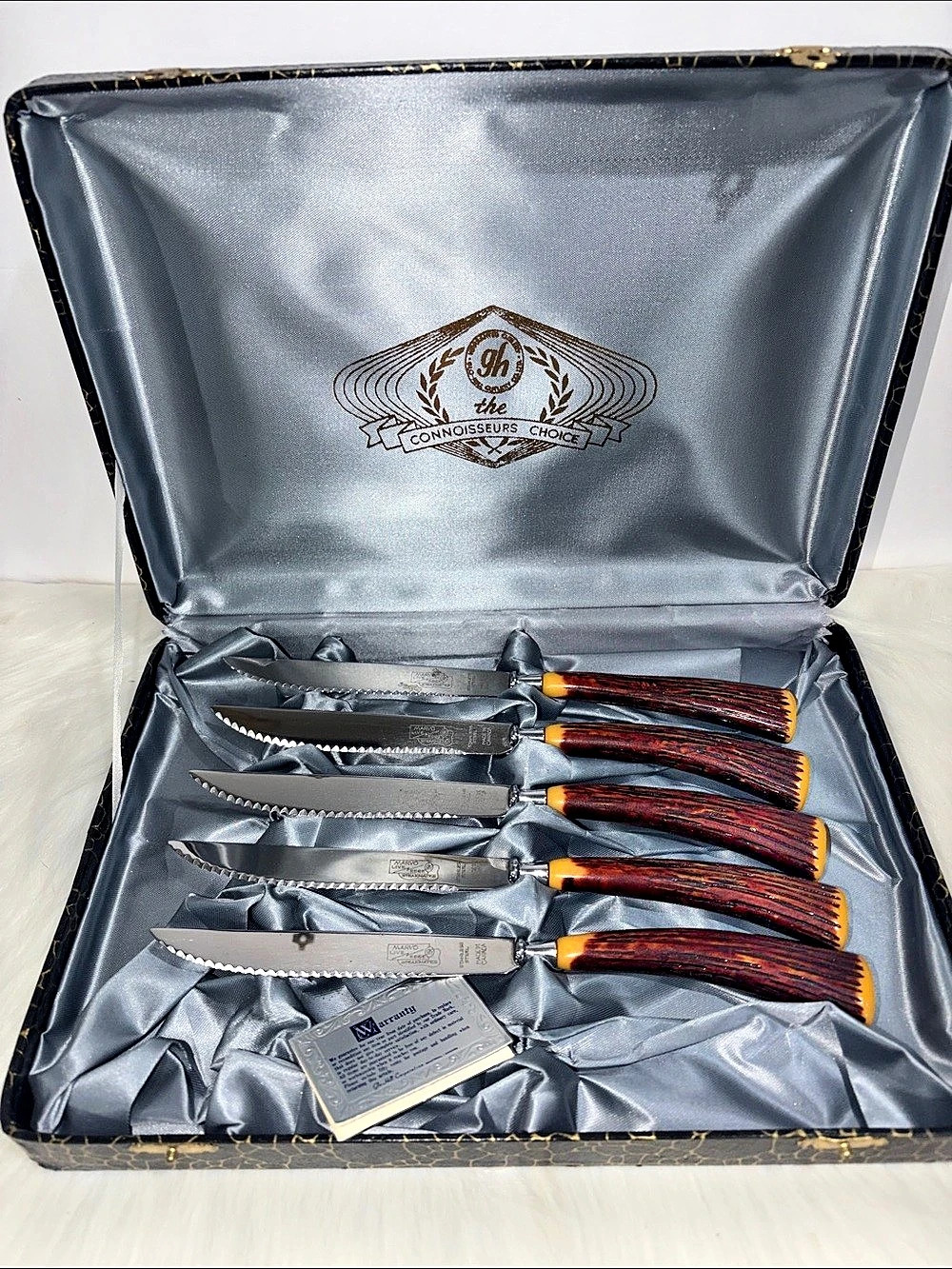 Glo-Hill Marvo Live Edge Steakmates Steak Knife Set of five